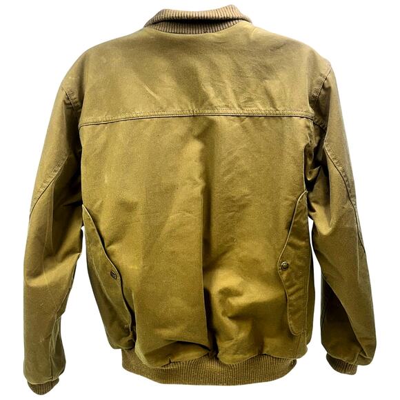 C. C. Filson Mens 'Dark Tan' Waxed Tin Cloth Wool Lined Bomber Jacket Size L-USA - Picture 3 of 15